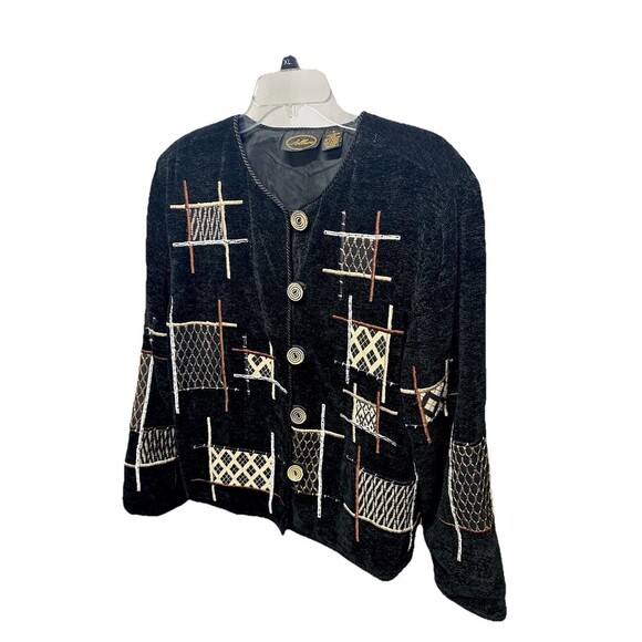 allure Jackets & Blazers - Allure Vintage Velvet Embroidered Patchwork Tapestry Jacket Size L